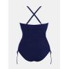 imageCUPSHE Plus Size Womens One Piece Bathing Suit Scoop Neck Swimsuit Cutouts Side Drawstring Adjustable StrapsDeep Navy