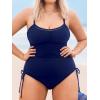 imageCUPSHE Plus Size Womens One Piece Bathing Suit Scoop Neck Swimsuit Cutouts Side Drawstring Adjustable StrapsDeep Navy