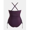 imageCUPSHE Plus Size Womens One Piece Bathing Suit Scoop Neck Swimsuit Cutouts Side Drawstring Adjustable StrapsDeep Purple