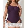 imageCUPSHE Plus Size Womens One Piece Bathing Suit Scoop Neck Swimsuit Cutouts Side Drawstring Adjustable StrapsDeep Purple