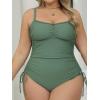 imageCUPSHE Plus Size Womens One Piece Bathing Suit Scoop Neck Swimsuit Cutouts Side Drawstring Adjustable StrapsSage Green