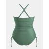 imageCUPSHE Plus Size Womens One Piece Bathing Suit Scoop Neck Swimsuit Cutouts Side Drawstring Adjustable StrapsSage Green