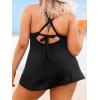 imageCUPSHE Plus Size Womens One Piece Swimsuit V Neck Swim Dress Crisscross Self Tie Bathing Suit Flowy SwimwearBlack