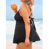 imageCUPSHE Plus Size Womens One Piece Swimsuit V Neck Swim Dress Crisscross Self Tie Bathing Suit Flowy SwimwearBlack