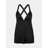 imageCUPSHE Plus Size Womens One Piece Swimsuit V Neck Swim Dress Crisscross Self Tie Bathing Suit Flowy SwimwearBlack