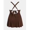 imageCUPSHE Plus Size Womens One Piece Swimsuit V Neck Swim Dress Crisscross Self Tie Bathing Suit Flowy SwimwearDark Brown
