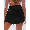 imageCUPSHE Women Coverup Shorts Smocked Waist High Rise Swimsuit Coverup Shorts with Side PocketsBlack