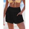 imageCUPSHE Women Coverup Shorts Smocked Waist High Rise Swimsuit Coverup Shorts with Side PocketsBlack