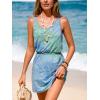 imageCUPSHE Women Swimsuit Cover Up V Neck Sleeveless Waffle Knit Beach Coverup DressGreen Tie Dye
