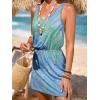 imageCUPSHE Women Swimsuit Cover Up V Neck Sleeveless Waffle Knit Beach Coverup DressGreen Tie Dye