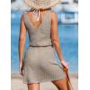 imageCUPSHE Women Swimsuit Cover Up V Neck Sleeveless Waffle Knit Beach Coverup DressGrey