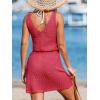 imageCUPSHE Women Swimsuit Cover Up V Neck Sleeveless Waffle Knit Beach Coverup DressHot Pink