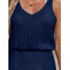 imageCUPSHE Women Swimsuit Cover Up V Neck Sleeveless Waffle Knit Beach Coverup DressNavy