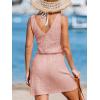 imageCUPSHE Women Swimsuit Cover Up V Neck Sleeveless Waffle Knit Beach Coverup DressPink
