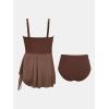 imageCUPSHE Women Tankini Sets Plus Size Two Piece Swimsuit High Waisted V Neck Mesh Ruched Self Tie Swim DressChocolate Brown