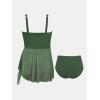 imageCUPSHE Women Tankini Sets Plus Size Two Piece Swimsuit High Waisted V Neck Mesh Ruched Self Tie Swim DressOlive Green