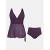 imageCUPSHE Women Tankini Sets Plus Size Two Piece Swimsuit High Waisted V Neck Mesh Ruched Self Tie Swim DressPurple