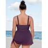 imageCUPSHE Women Tankini Sets Plus Size Two Piece Swimsuit High Waisted V Neck Mesh Ruched Self Tie Swim DressPurple
