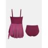 imageCUPSHE Women Tankini Sets Plus Size Two Piece Swimsuit High Waisted V Neck Mesh Ruched Self Tie Swim DressPurple Red