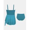 imageCUPSHE Women Tankini Sets Plus Size Two Piece Swimsuit High Waisted V Neck Mesh Ruched Self Tie Swim DressTeal