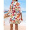 imageCUPSHE Women V Neck Lace Trim Mini Summer Dress Cover Up 34 Sleeve Ruffled Cuff Casual Sundress Beach Dresses Cover UpsTropical Floral