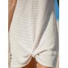 imageCUPSHE Women Waffle Knit Bathing Suit Cover Up Short Sleeve Twist Hem Swimsuit Coverup for Summer VacationOffwhite