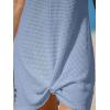 imageCUPSHE Women Waffle Knit Bathing Suit Cover Up Short Sleeve Twist Hem Swimsuit Coverup for Summer VacationSky Blue
