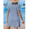 imageCUPSHE Women Waffle Knit Bathing Suit Cover Up Short Sleeve Twist Hem Swimsuit Coverup for Summer VacationSky Blue