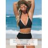 imageCUPSHE Womens Bikini Sets High Waisted Swimsuit Deep V Neck Crisscross Back Tie Stitching Ruched Full CoverageBlack