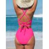 imageCUPSHE Womens Bikini Sets High Waisted Swimsuit Deep V Neck Crisscross Back Tie Stitching Ruched Full CoverageMagenta Pink