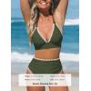 imageCUPSHE Womens Bikini Sets High Waisted Swimsuit Deep V Neck Crisscross Back Tie Stitching Ruched Full CoverageOlive Green