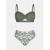 imageCUPSHE Womens Bikini Sets Sweetheart Neck Two Piece Bathing Suit Cutout Textured Adjustable Straps Mid Rise BottomSage GreenFloral