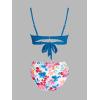 imageCUPSHE Womens Bikini Sets Sweetheart Neck Two Piece Bathing Suit Cutout Textured Adjustable Straps Mid Rise BottomTeal BlueFloral