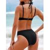 imageCUPSHE Womens Bikini Sets Two Piece Bathing Suit High Waisted V Neck Double Adjustable Straps Haler Underwire SwimwearBlackFloral