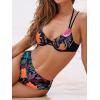 imageCUPSHE Womens Bikini Sets Two Piece Bathing Suit High Waisted V Neck Double Adjustable Straps Haler Underwire SwimwearBlackFloral