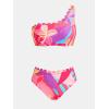 imageCUPSHE Womens Bikini Sets Two Piece Bathing Suit One Shoulder Mid Rise Scalloped Wide Strap Back HookPinkTropical