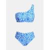 imageCUPSHE Womens Bikini Sets Two Piece Bathing Suit One Shoulder Mid Rise Scalloped Wide Strap Back HookWhiteBlue Baroque Floral