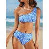 imageCUPSHE Womens Bikini Sets Two Piece Bathing Suit One Shoulder Mid Rise Scalloped Wide Strap Back HookWhiteBlue Baroque Floral