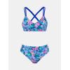 imageCUPSHE Womens Bikini Sets Two Piece Swimsuit Crisscross Back Self Tie Double Straps Ruched Mid Rise StitchingBluePink Floral