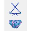 imageCUPSHE Womens Bikini Sets Two Piece Swimsuit Crisscross Back Self Tie Double Straps Ruched Mid Rise StitchingBluePink Floral