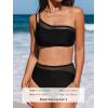 imageCUPSHE Womens Bikini Sets Two Piece Swimsuit One Shoulder Asymmetrical High Waisted Mesh Spaghetti Adjustable StrapsBlack