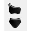 imageCUPSHE Womens Bikini Sets Two Piece Swimsuit One Shoulder Asymmetrical High Waisted Mesh Spaghetti Adjustable StrapsBlack