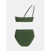 imageCUPSHE Womens Bikini Sets Two Piece Swimsuit One Shoulder Asymmetrical High Waisted Mesh Spaghetti Adjustable StrapsDark Olive Green