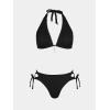imageCUPSHE Womens Bikini Sets Two Piece Swimsuit Plunging Neck Halter Cheeky Bottom Low Rise Strappy Side TieBlack