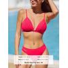 imageCUPSHE Womens Bikini Sets Two Piece Swimsuit V Neck Bathing Suit Side Cutouts Cheeky Bottom Back Hook SwimwearStrawberry Red