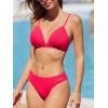 imageCUPSHE Womens Bikini Sets Two Piece Swimsuit V Neck Bathing Suit Side Cutouts Cheeky Bottom Back Hook SwimwearStrawberry Red