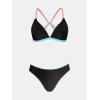 imageCUPSHE Womens Bikini Sets Two Piece Swimsuit V Neck Crisscross Back Low Rise Stitching Cheeky BottomBlackRainbow