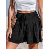imageCUPSHE Womens Casual Shorts Smocked High Rise Bathing Suit Cover Up Wide Leg Beach Summer ShortsBlack
