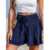 imageCUPSHE Womens Casual Shorts Smocked High Rise Bathing Suit Cover Up Wide Leg Beach Summer ShortsBlue