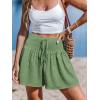 imageCUPSHE Womens Casual Shorts Smocked High Rise Bathing Suit Cover Up Wide Leg Beach Summer ShortsGreen